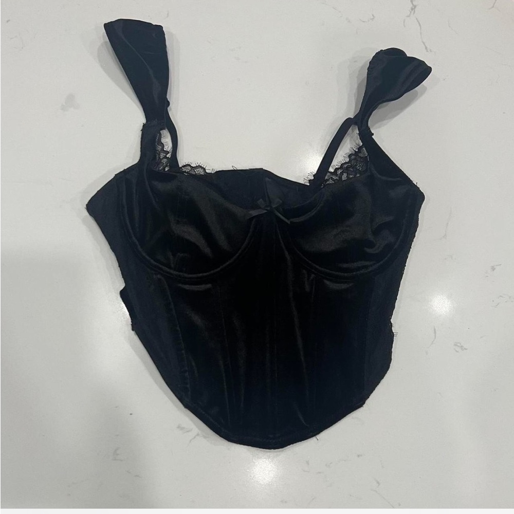 Black Satin Corset Top